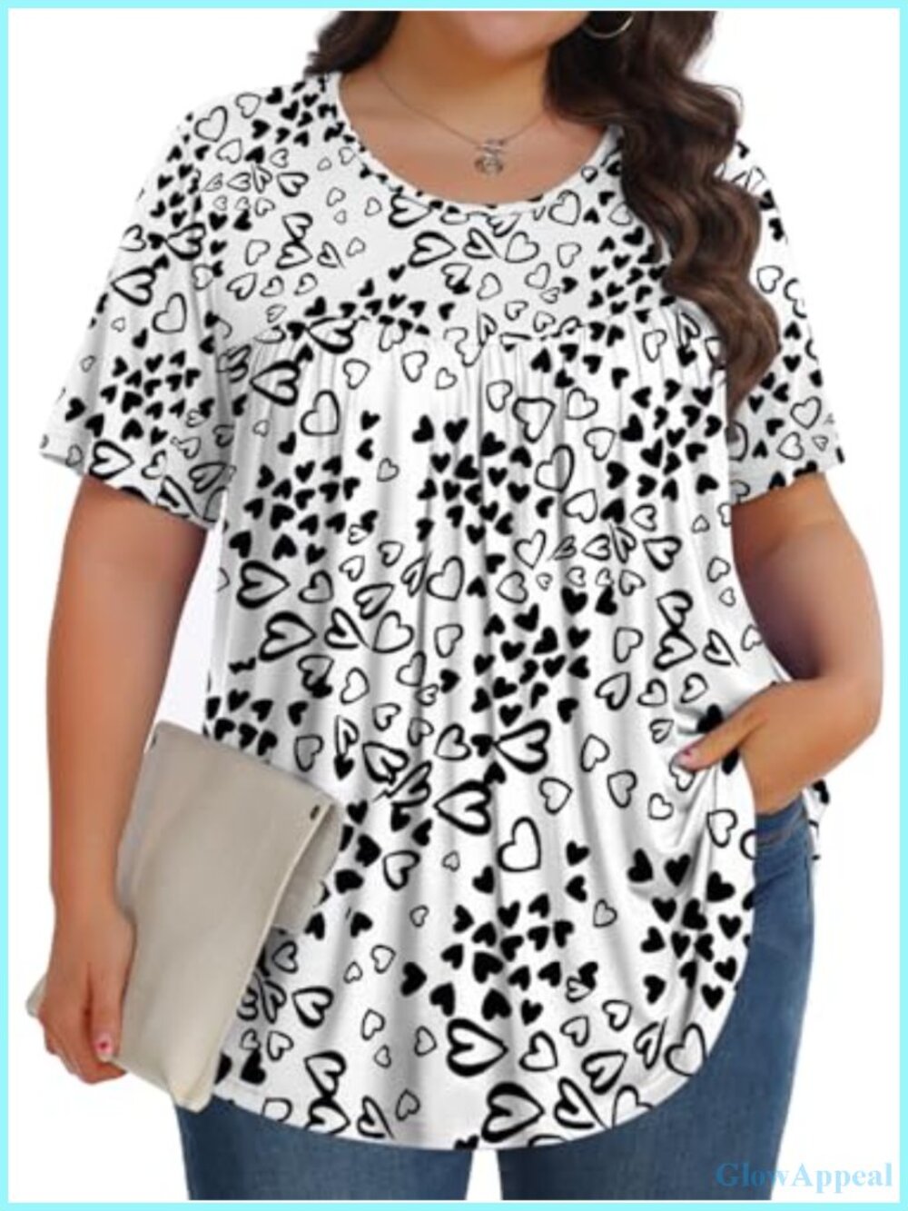 Womens Plus Size Tunic Top Short Sleeve Crew Neck Soft Blouse